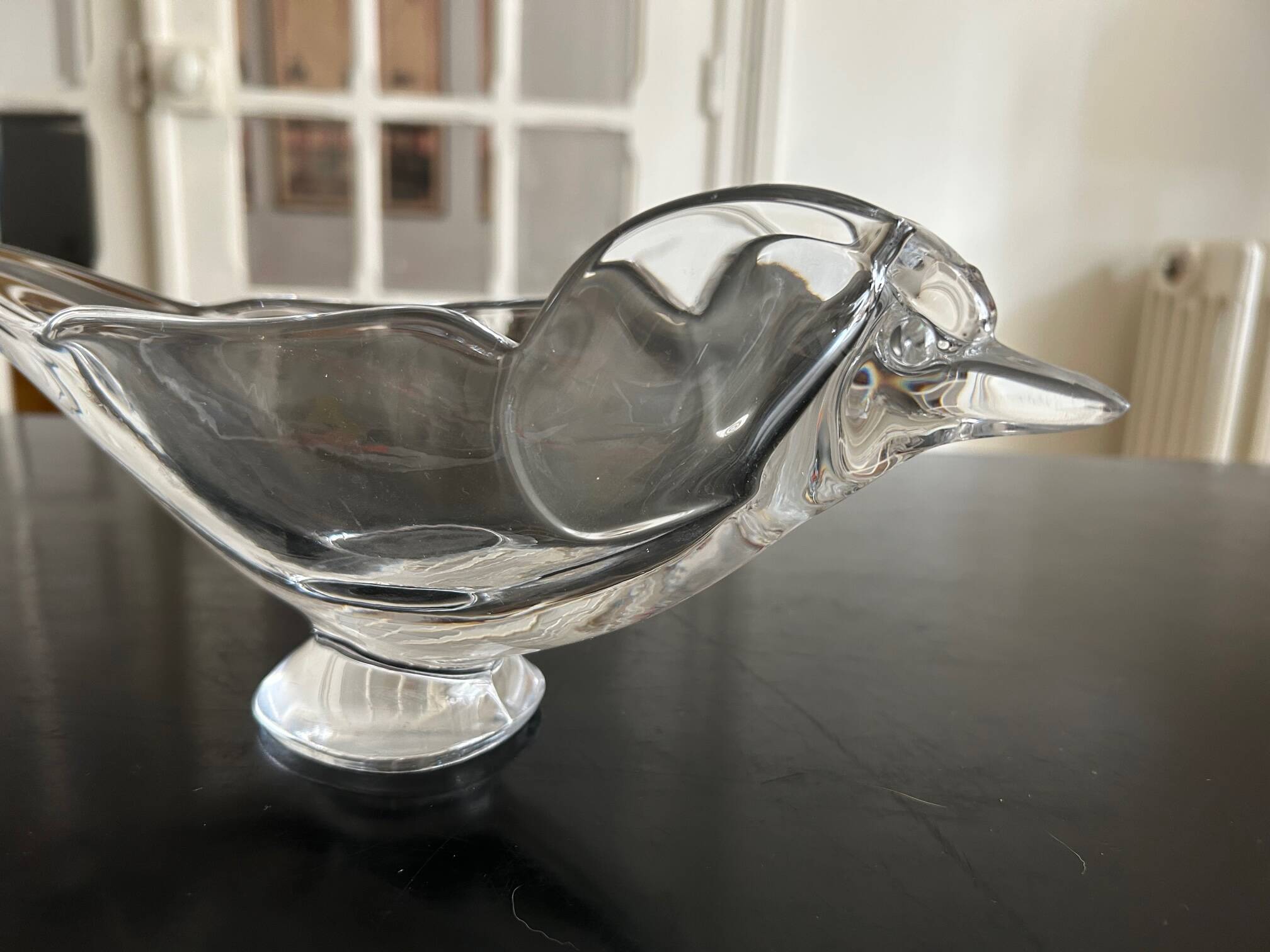 large crystal bird bowl