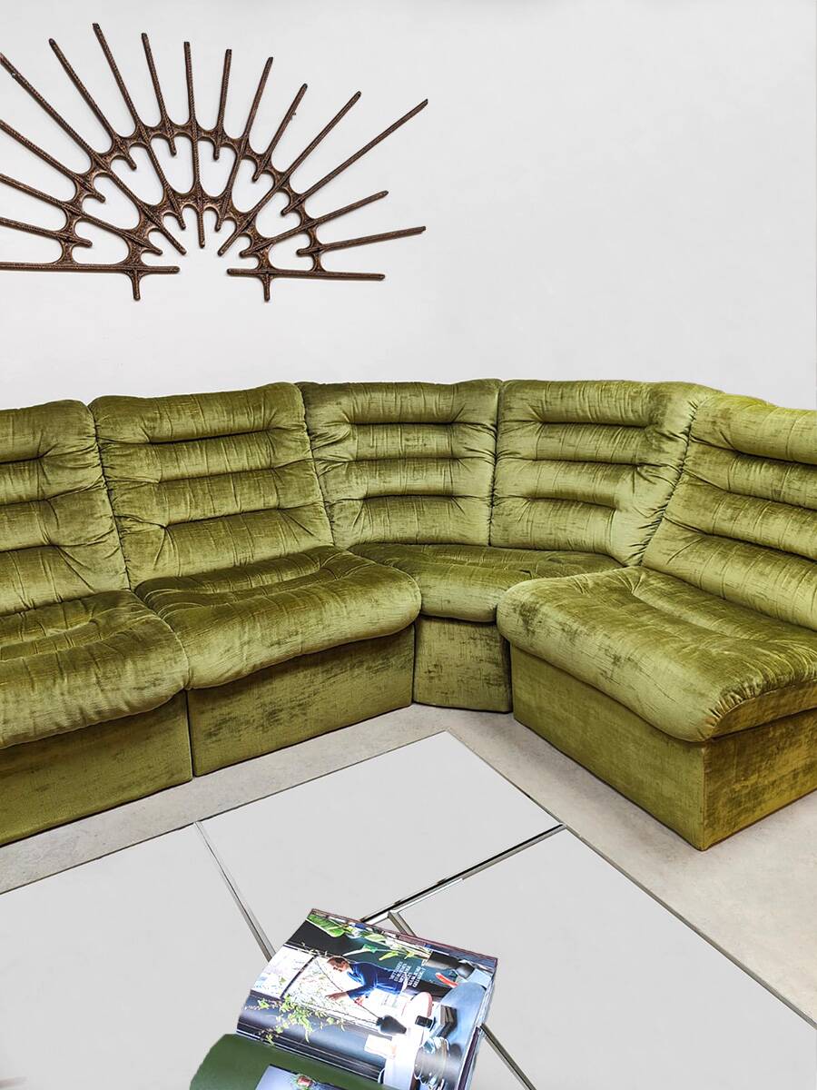 Vintage modular lounge sofa 'Forest velvet'