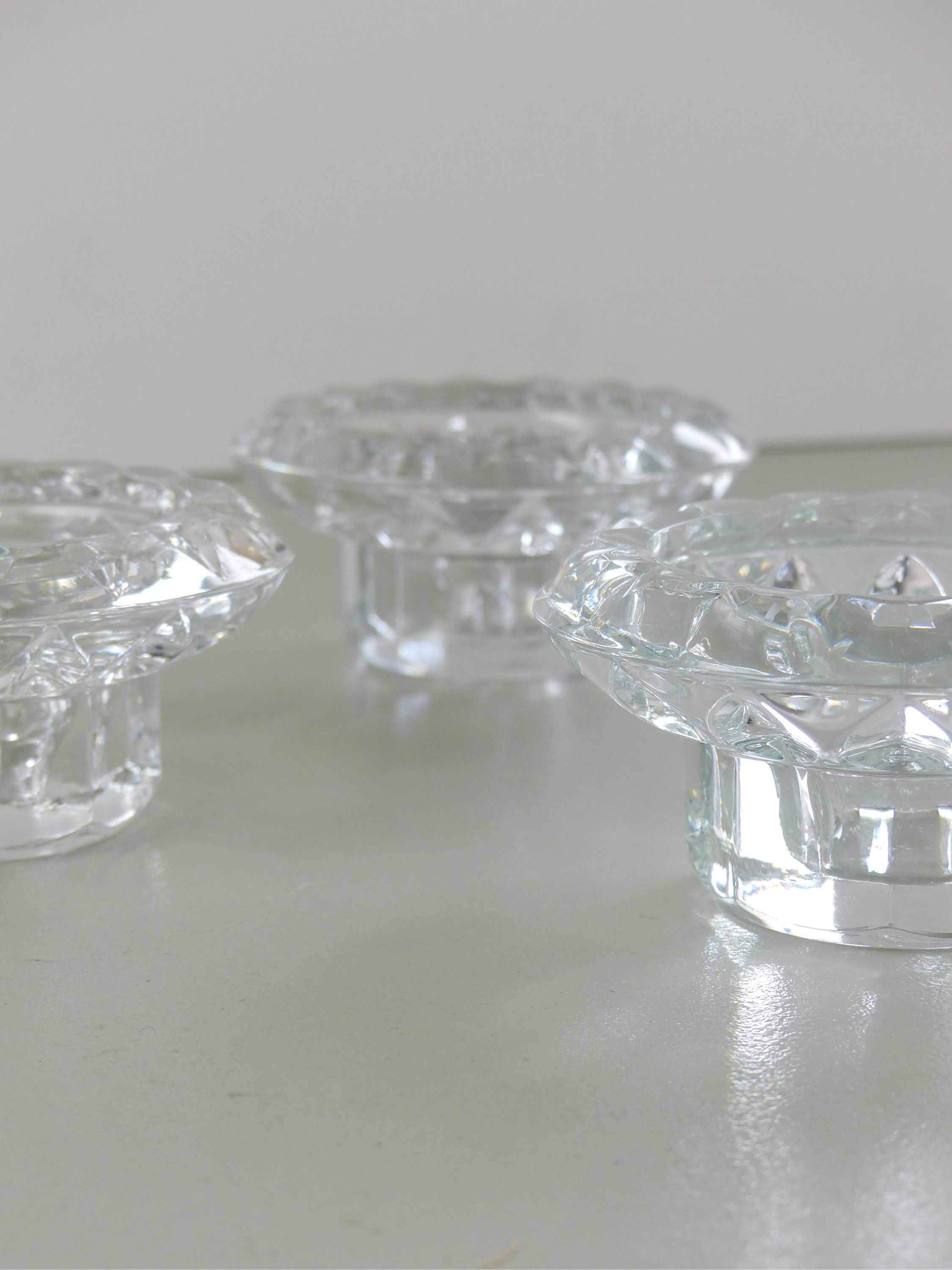 Set of 3 glass candle holders Made in France