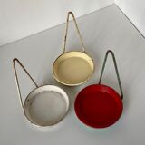 Three small lacquered iron flower pot holders. Around 1950