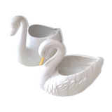 Lot of two vintage swan flower pots