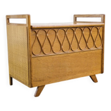 Vintage oak and rattan chest/bench – 1960s