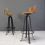 Vintage brutalist bar stools, set of 6 - 1970s