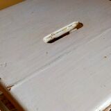 Workshop stool in vintage patinated solid wood