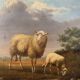 Arthur de waerhert (1881-1944). "sheep", pair of oils on panel.