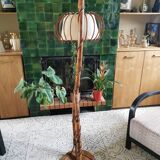 Lampadaire vintage en rotin Louis Sognot