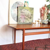 Scandinavian coffee table in teak and Briare enamels, vintage branded Bovirke