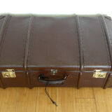 Duo of vintage dark brown suitcases "Mother Big and her little chaperone"