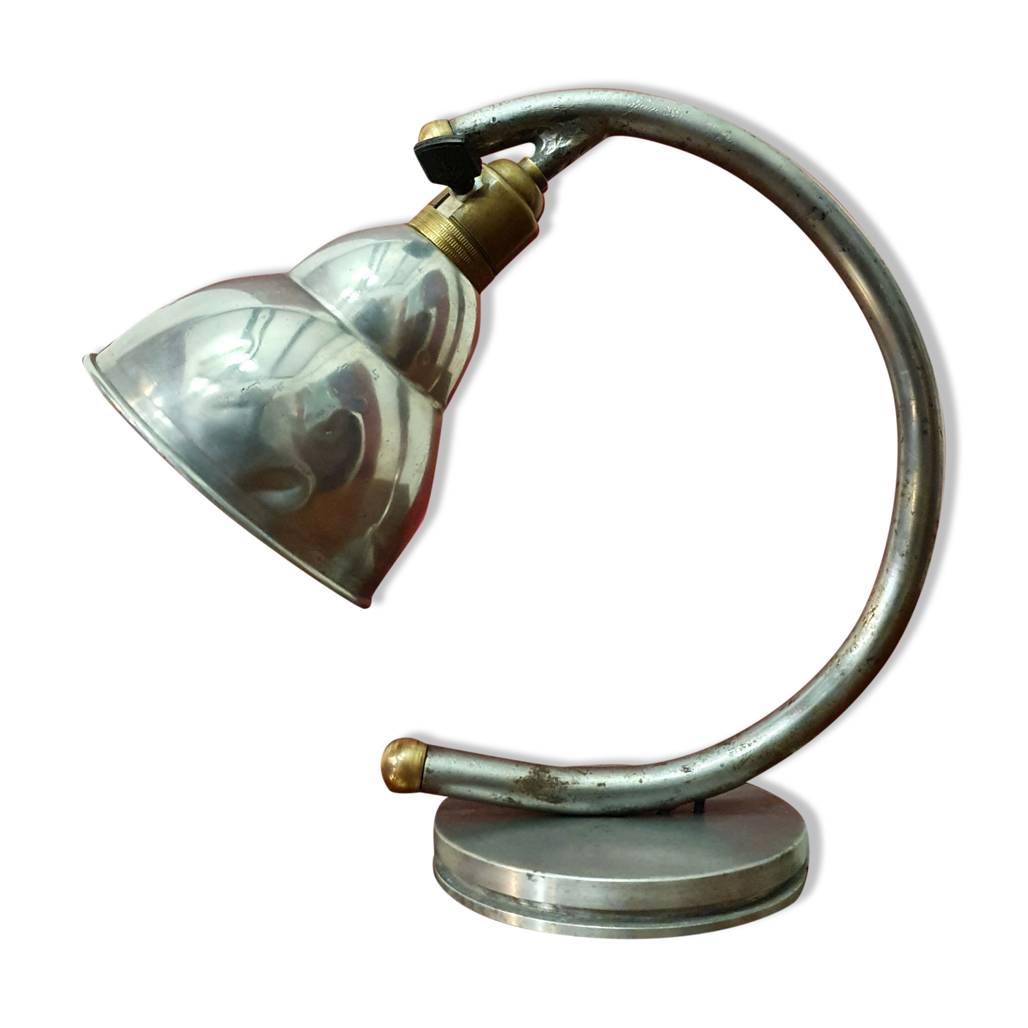 Modernist office lamp - patinated metal - ca 1950