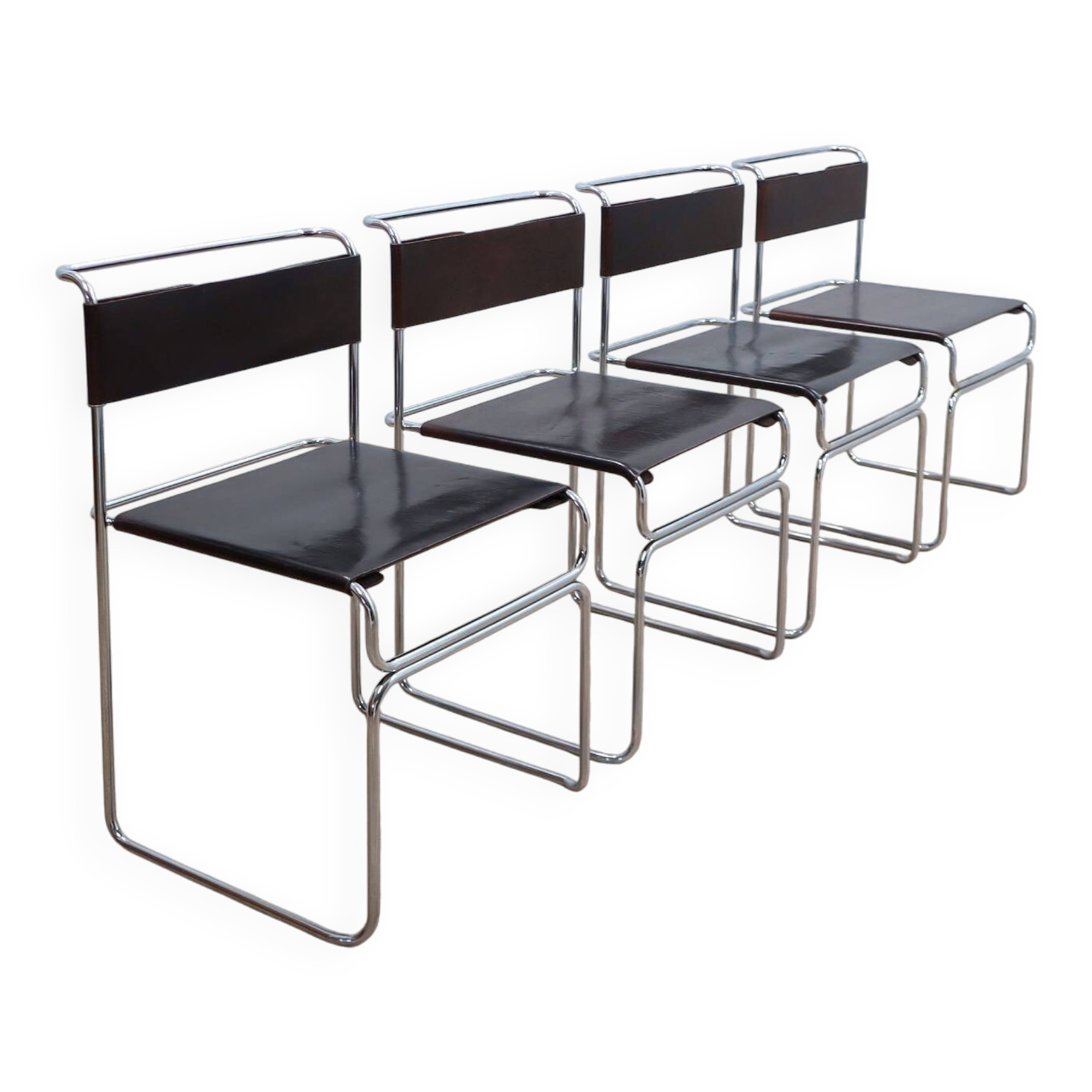 Ensemble de 4 chaises Giovanni Carini "Libellula" pour Planula, Italie, années 1970.