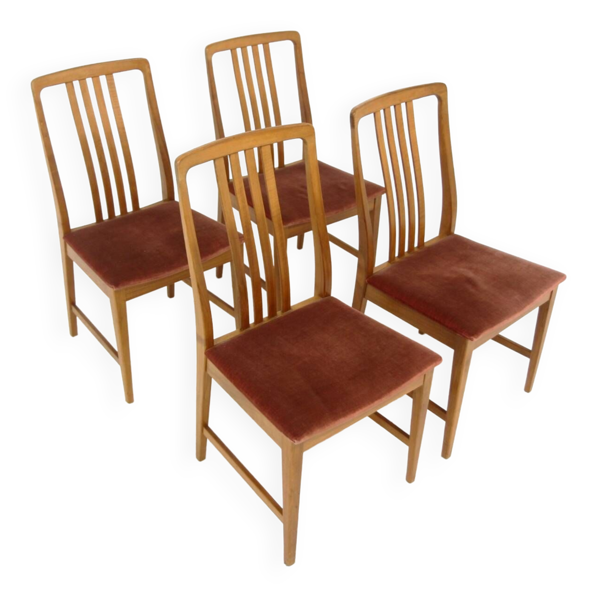 Set of 4 Scandinavian walnut chairs, Sweden, 1960
