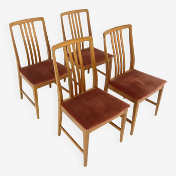 Set of 4 Scandinavian walnut chairs, Sweden, 1960