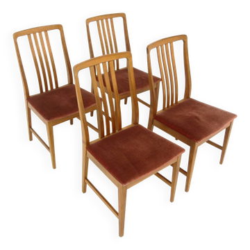 Set of 4 Scandinavian walnut chairs, Sweden, 1960
