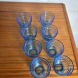 Set of 8 blue Arco France glasses.