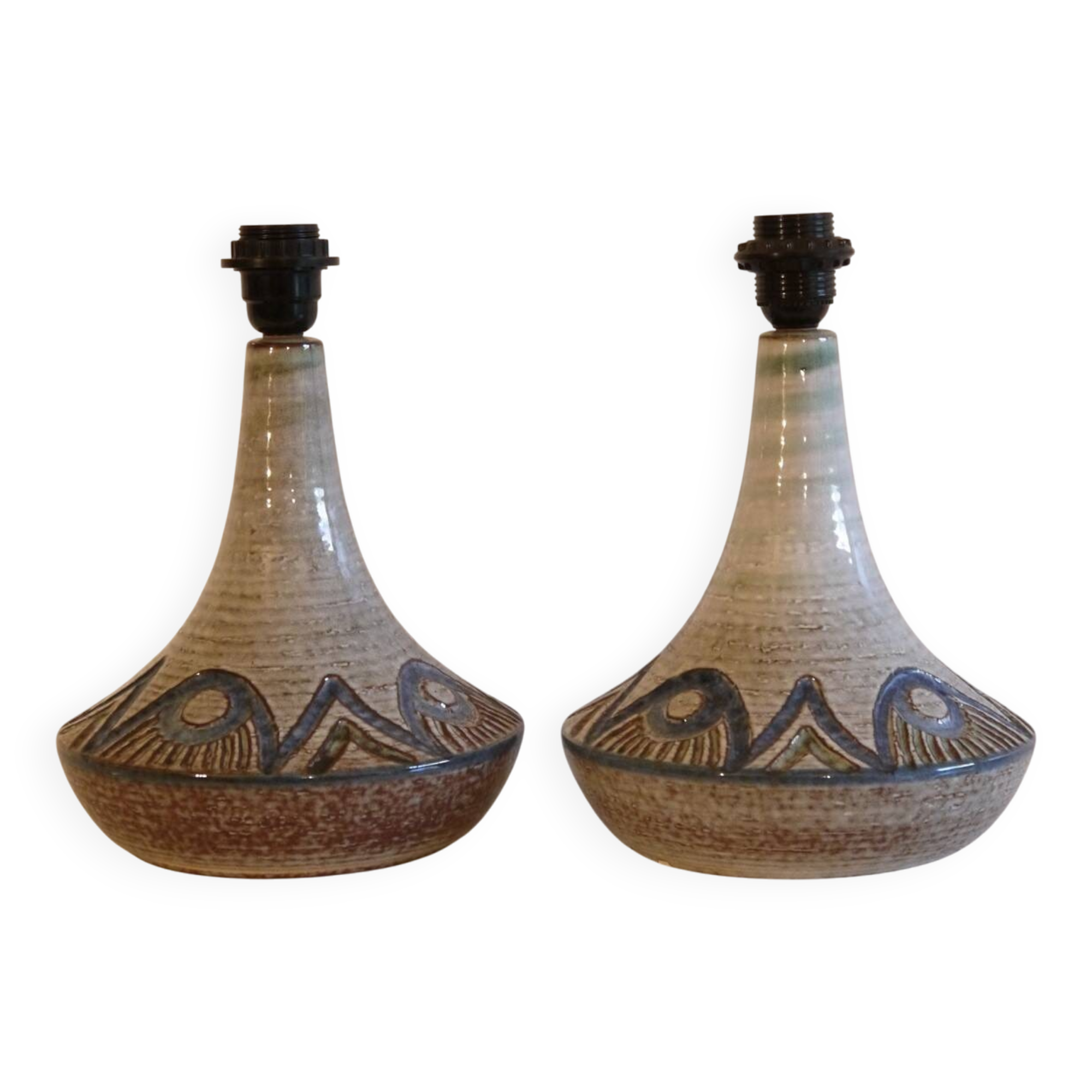 Pair of Danish ceramic lamps by Arne Fine Nielsen, 1970.