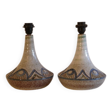 Pair of Danish ceramic lamps by Arne Fine Nielsen, 1970.