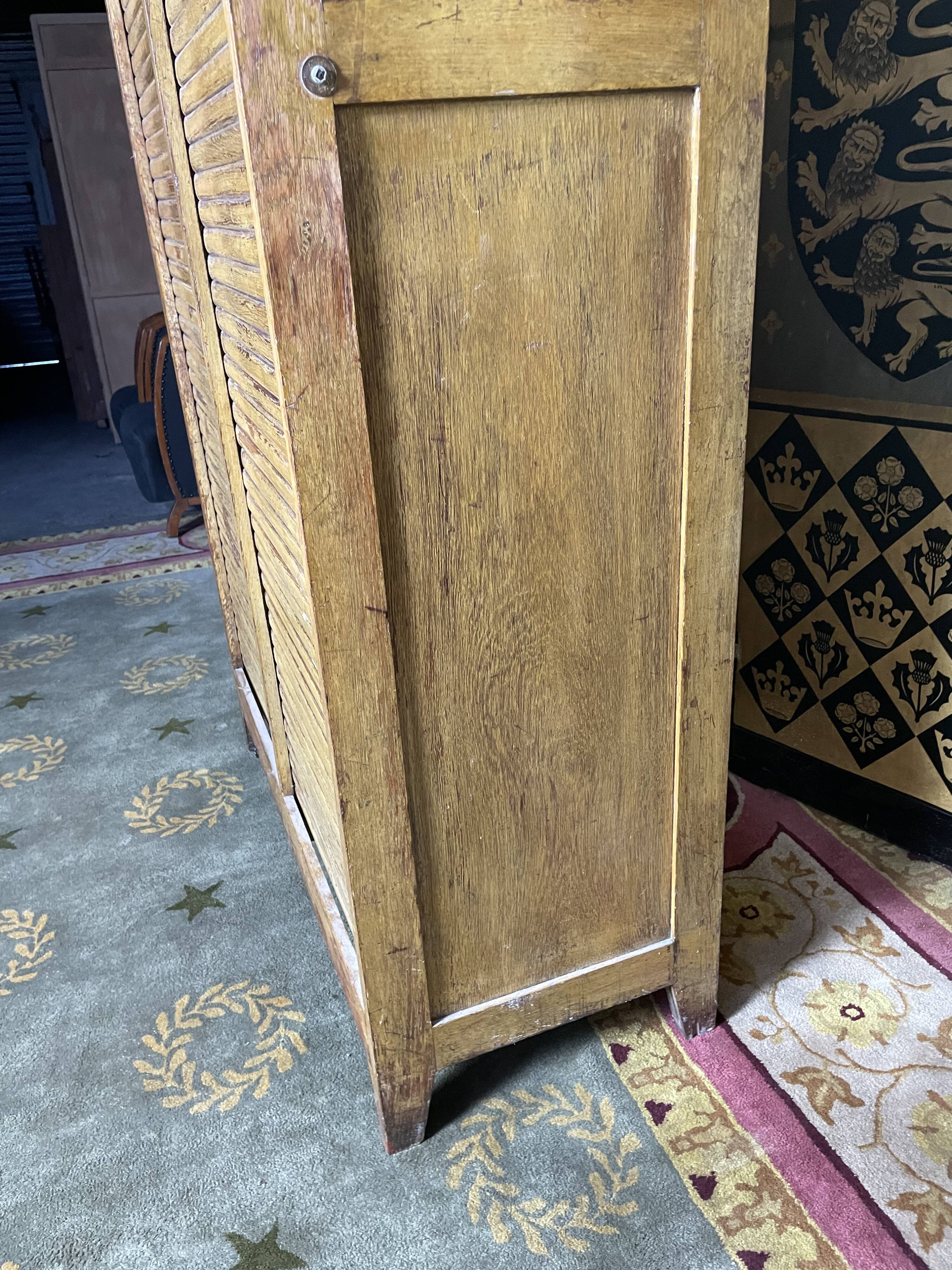 Double filing cabinet with notary curtains in solid oak 1950