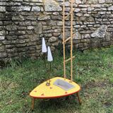 Ceramic mosaic coffee table with planter and light fixture 2 arms 60s