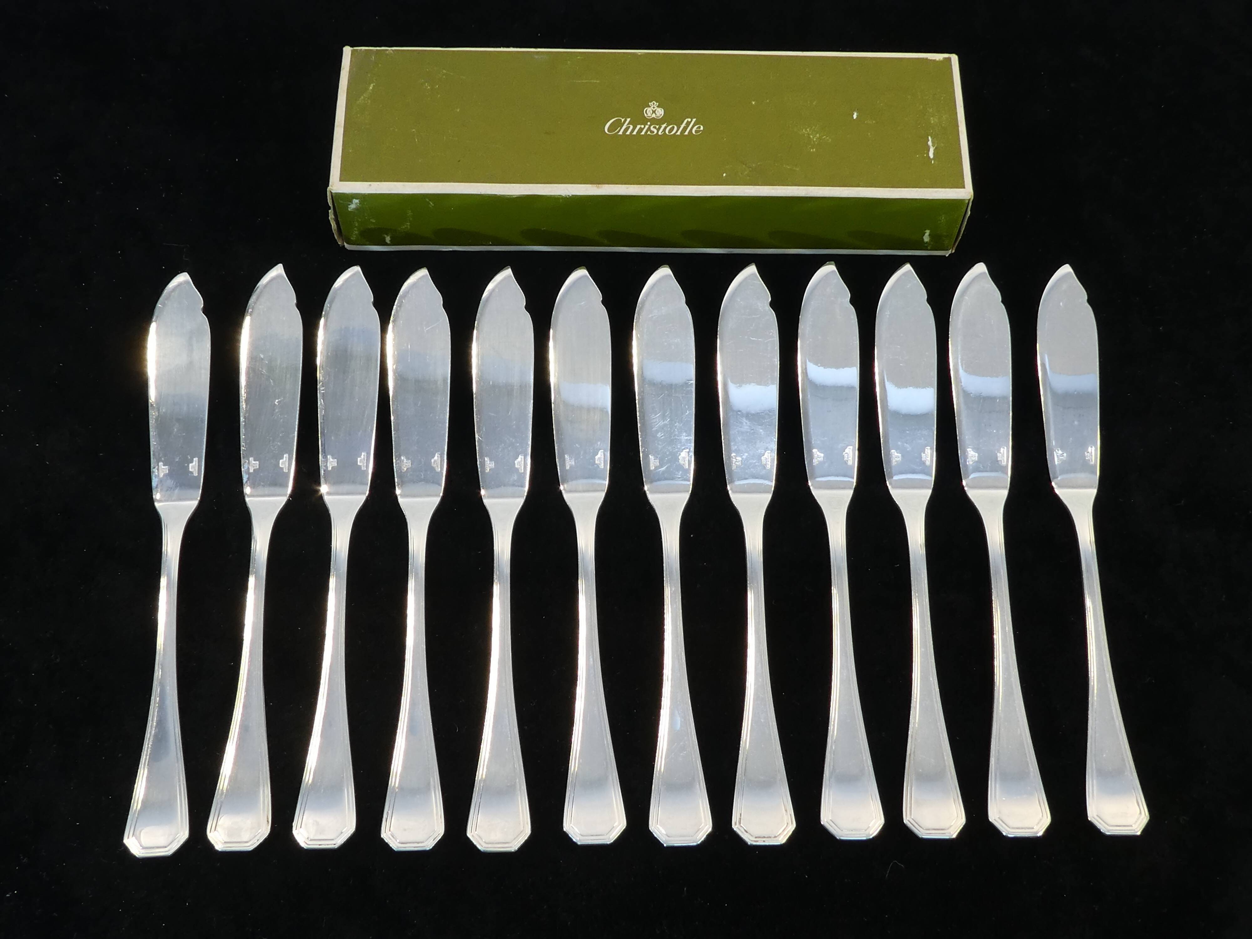 12 couteaux a poisson Christofle art deco modele america par luc lanel