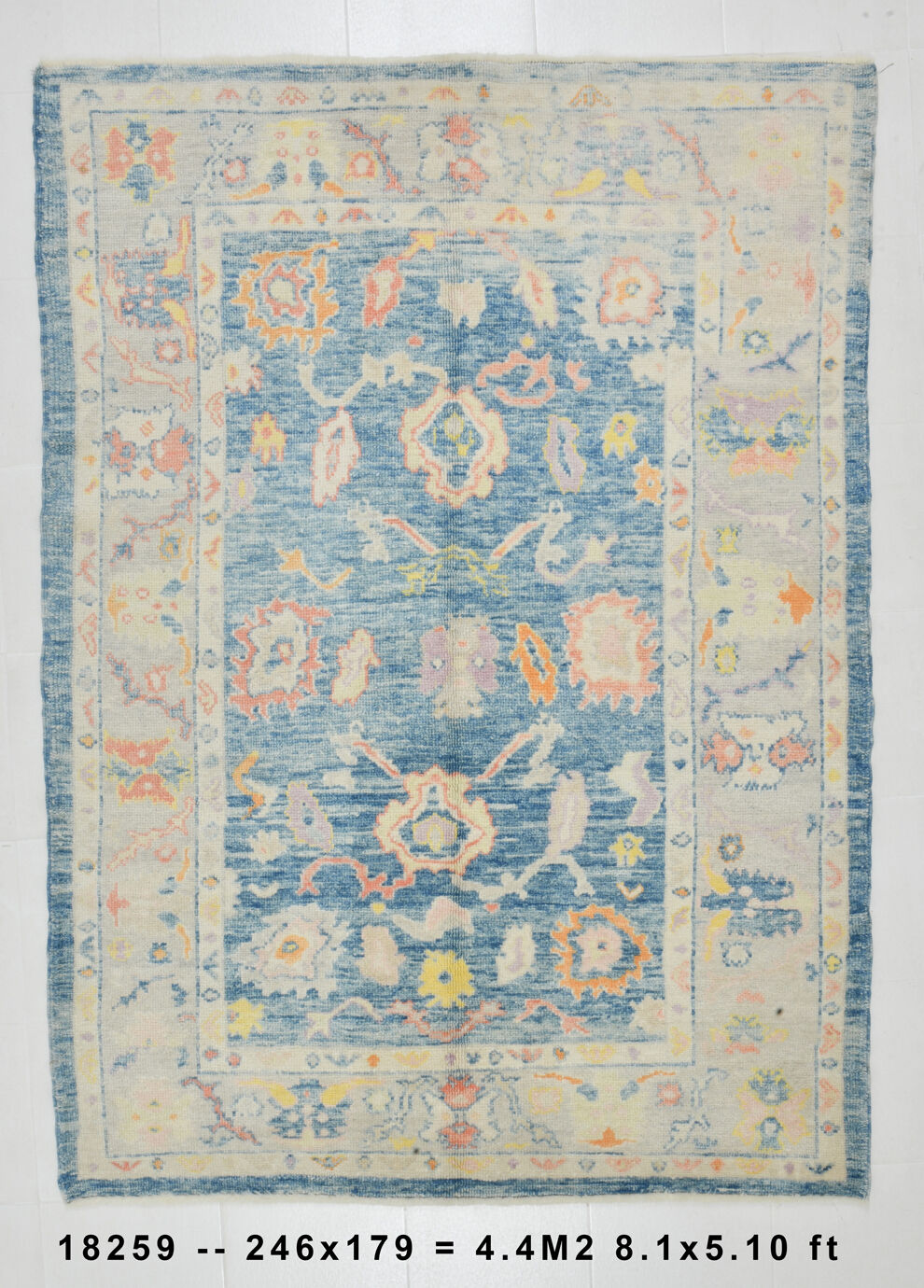 6x8 Light Blue Modern Oushak Rug, 179x246Cm