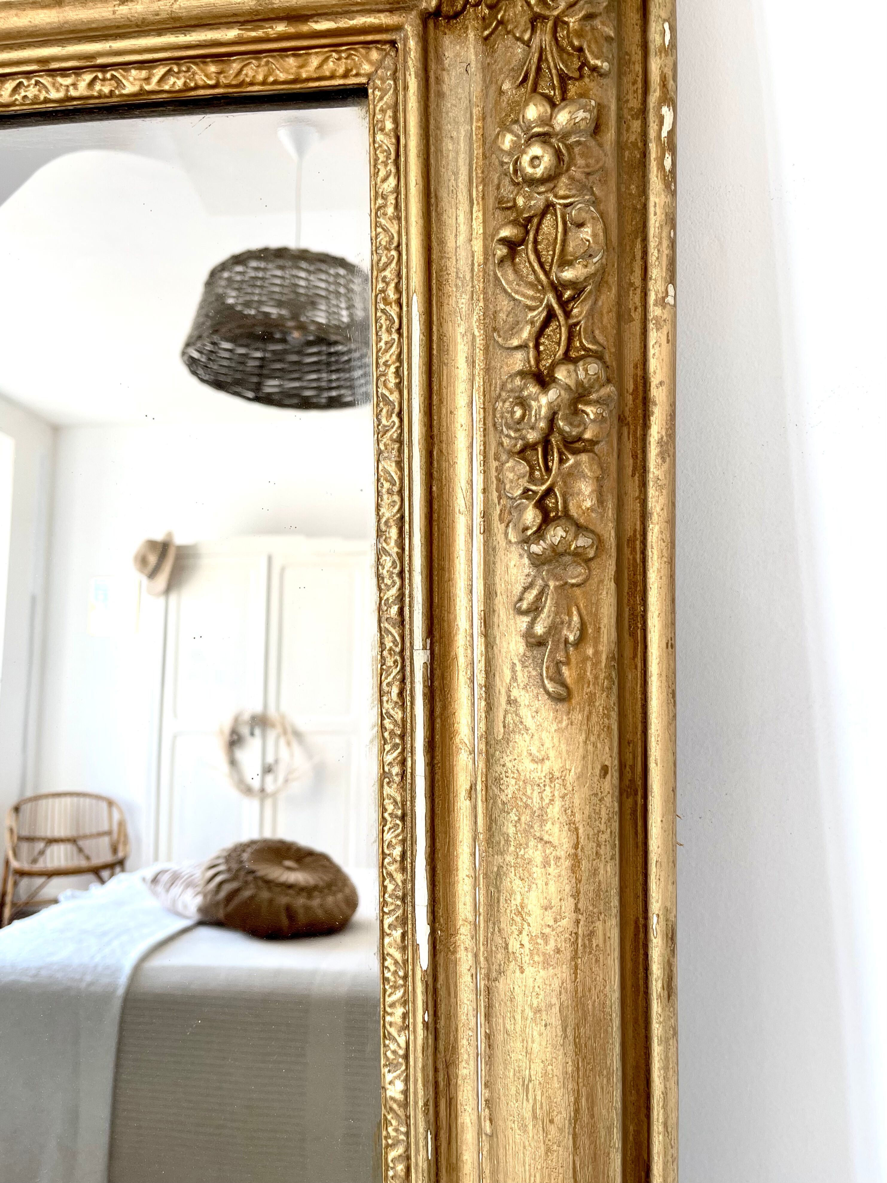 Antique gilded wooden mirror
