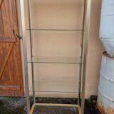 Vintage shelving unit in gold aluminum and glass