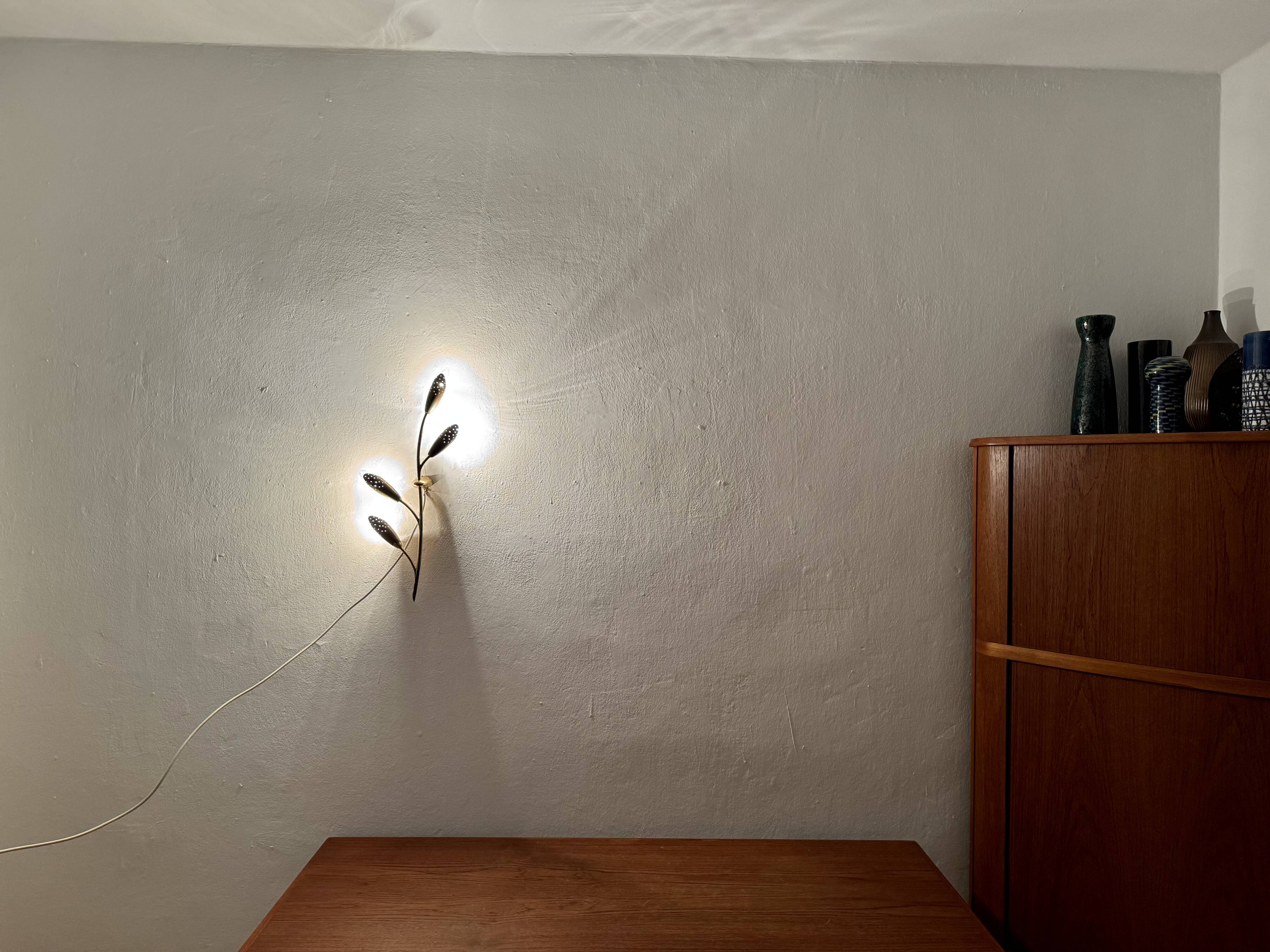 Floral Brass Wall Lamp by Rupert Nikoll