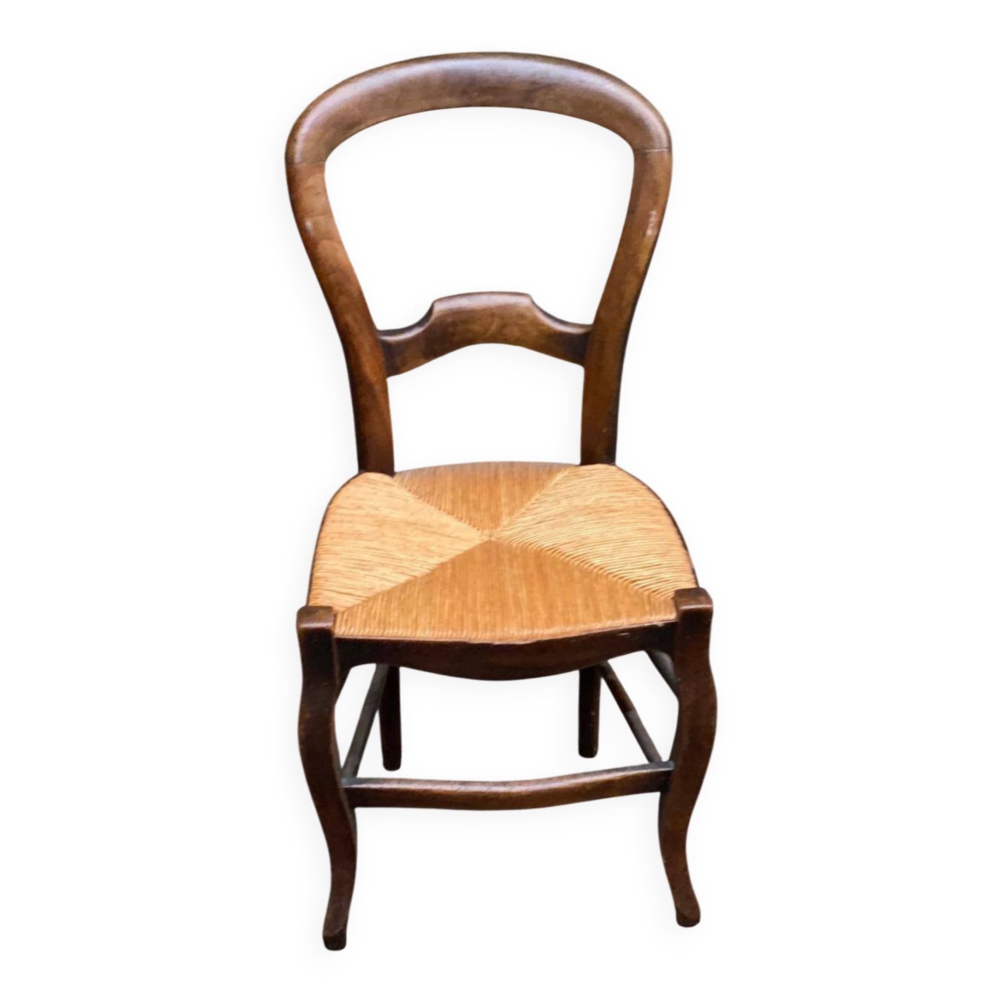 Chaise de bureau bois massif et paille Louis Philippe