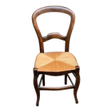 Chaise de bureau bois massif et paille Louis Philippe