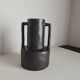 Modernist black ceramic vase / handmade / vintage