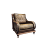 Pair of vintage cognac leather armchairs & solid wood – club/lounge style