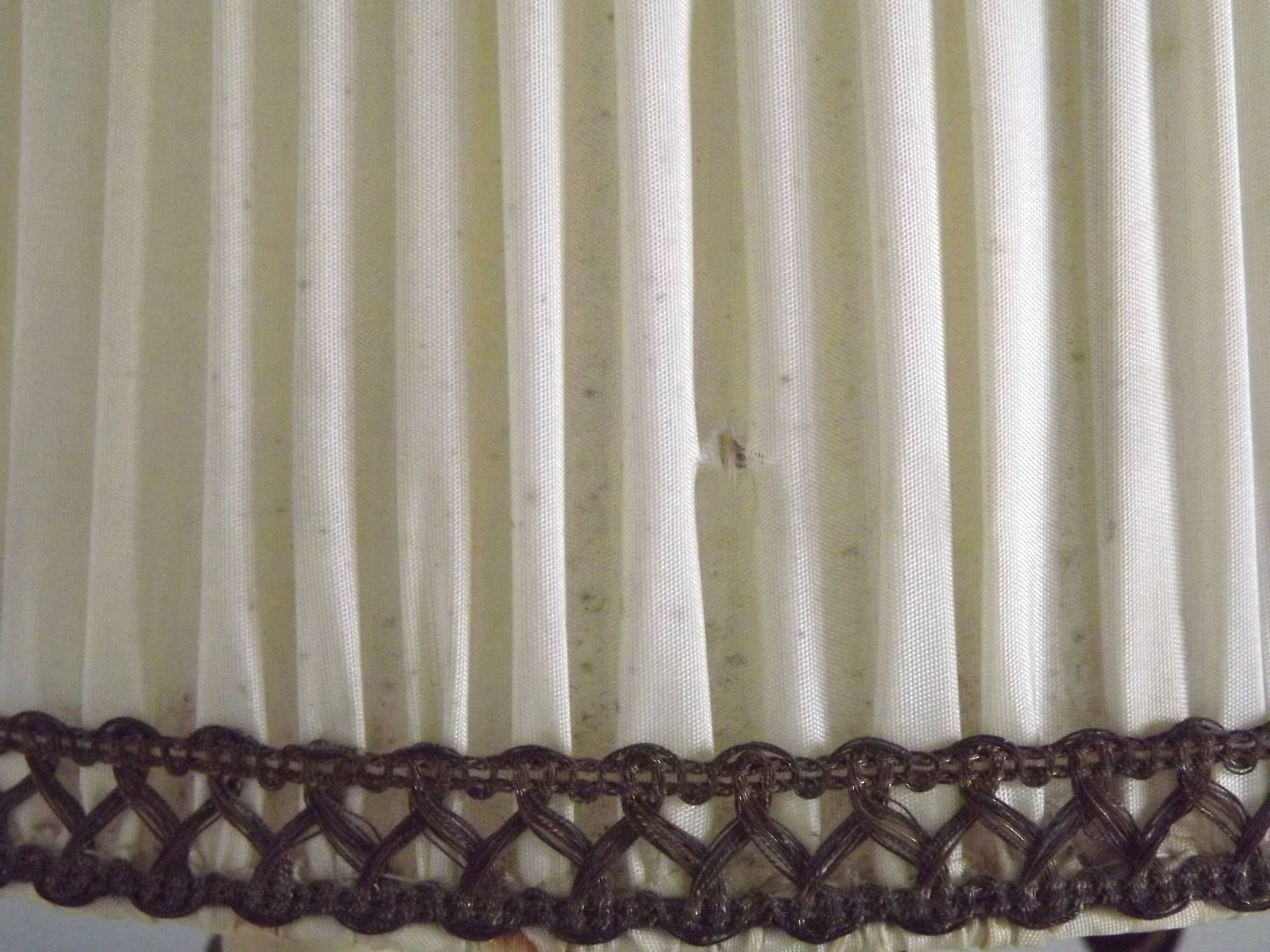 Bronze French Antique Art Nouveau 3-Light Candelabra Lamp Pleated Shade