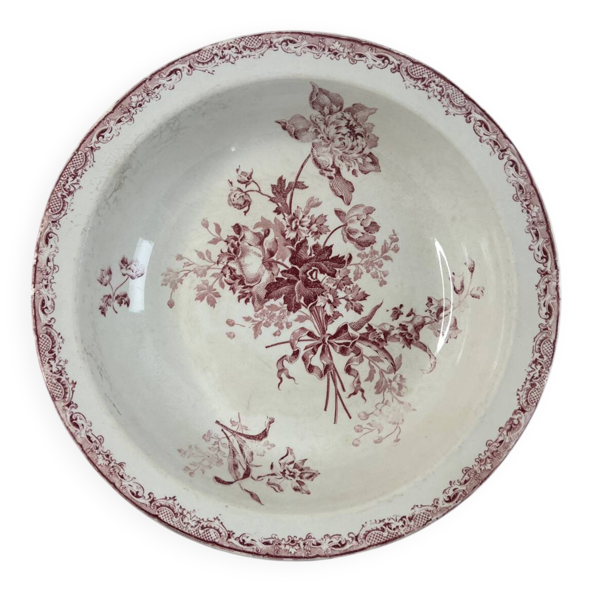 Large ironstone salad bowl Fontanges Sarreguemines