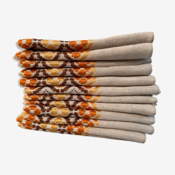 Lot de 11 serviettes de table  motifs des seventies années 70