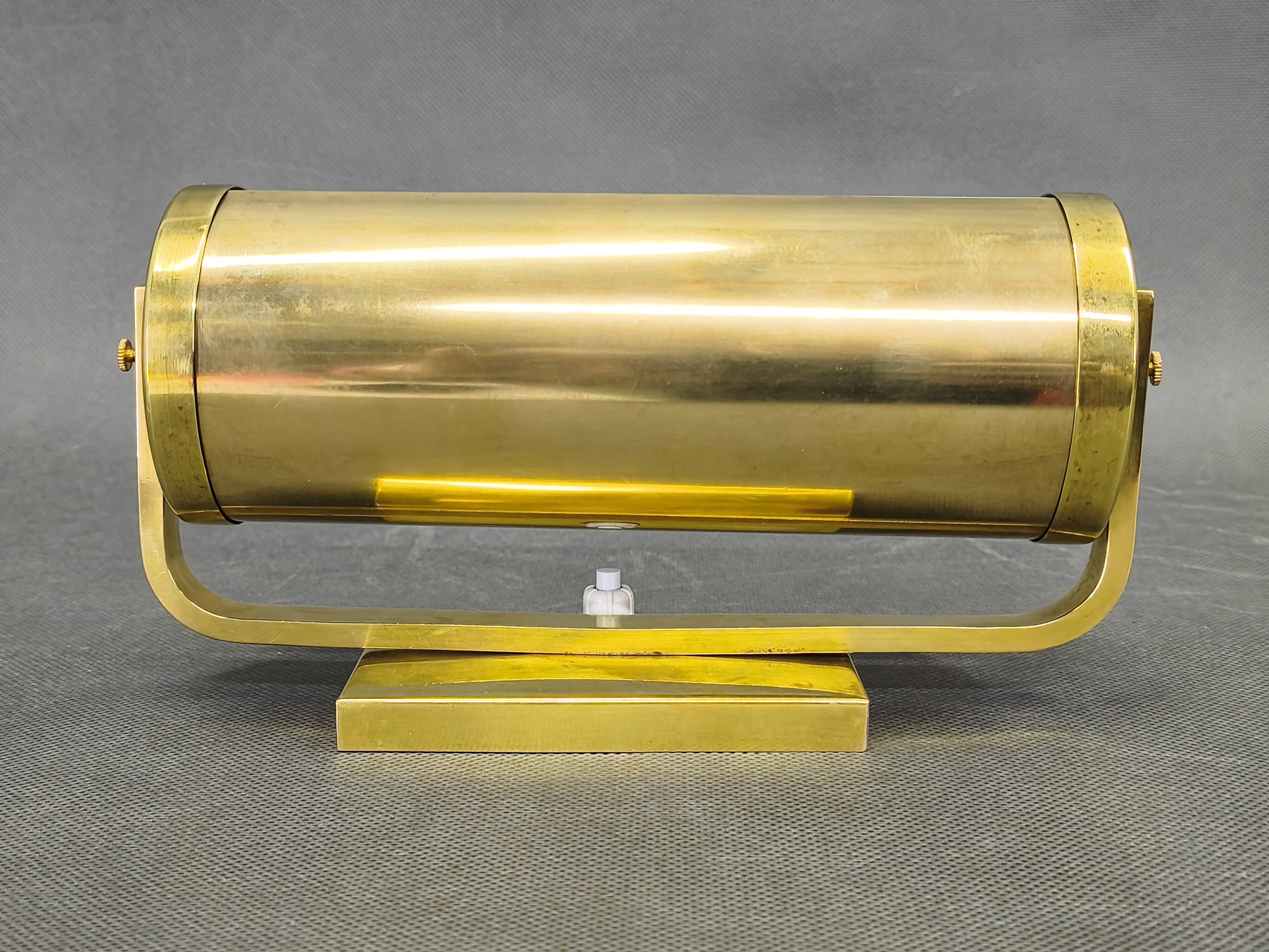 Bauhaus Brass Wall Lamp with Adjustable Glass Shade, 1930s