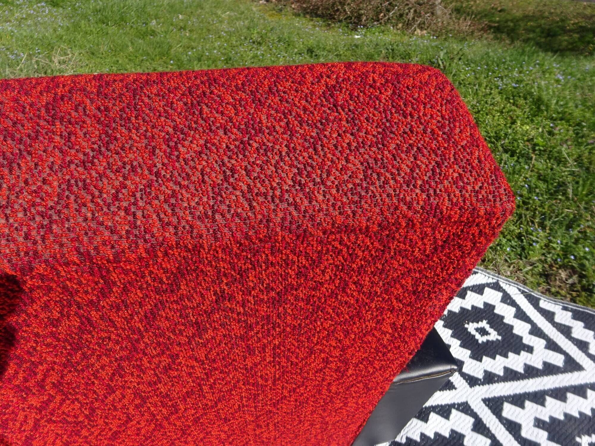 Vintage pair of red and black armchairs