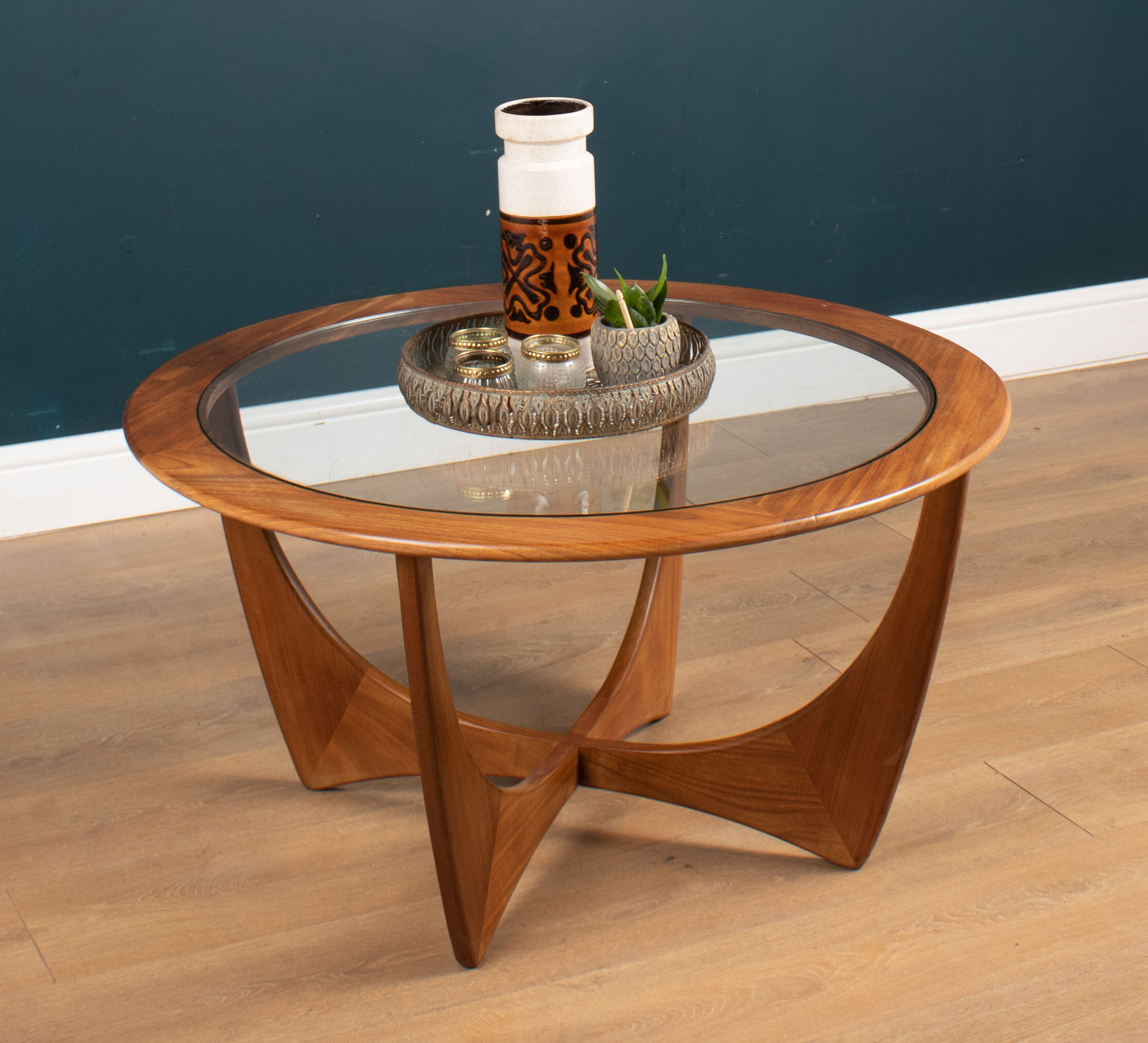 Retro Teak 1960s G Plan Fresco Astro Teak & Glass Coffee Table
