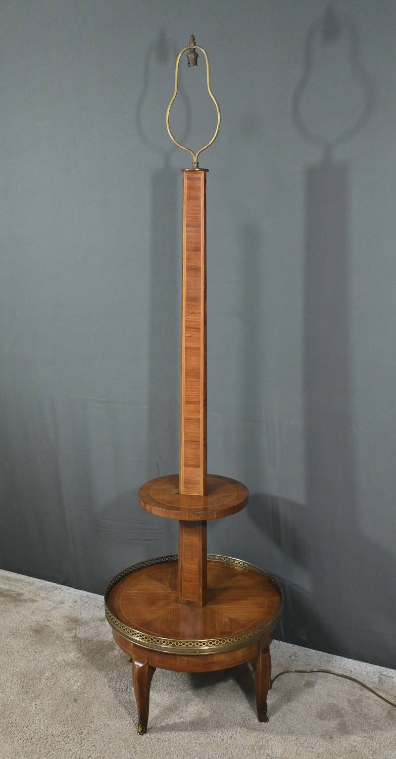 Important Marquetry Floor Lamp, Louis XV / Louis XVI Transition Style