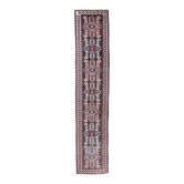 Tapis couloir vintage turc long rose et bleu, 80x398 cm