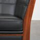 Art Deco  black leather 2.5-seater design sofa with beautiful woodwork