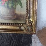 Bouquet of flowers in golden wood