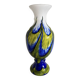 Large multicoloured blown glass vase – White, cobalt blue and green.