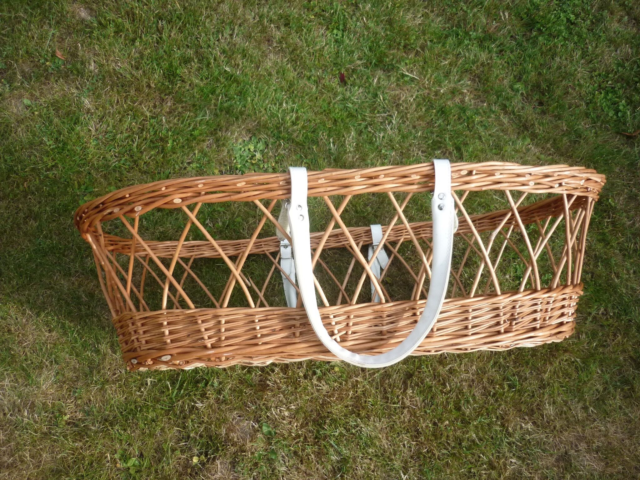 Vintage wicker and rattan with mattress and pads bassinet