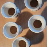 5 devil's egg cups in earthenware, Poitou model from Sarreguemines.