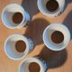 5 devil's egg cups in earthenware, Poitou model from Sarreguemines.