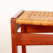 Paire de tabourets Danois en Teck et Cannage par Peter Hvidt 1960.