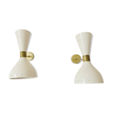Pair of white Italian wall lights