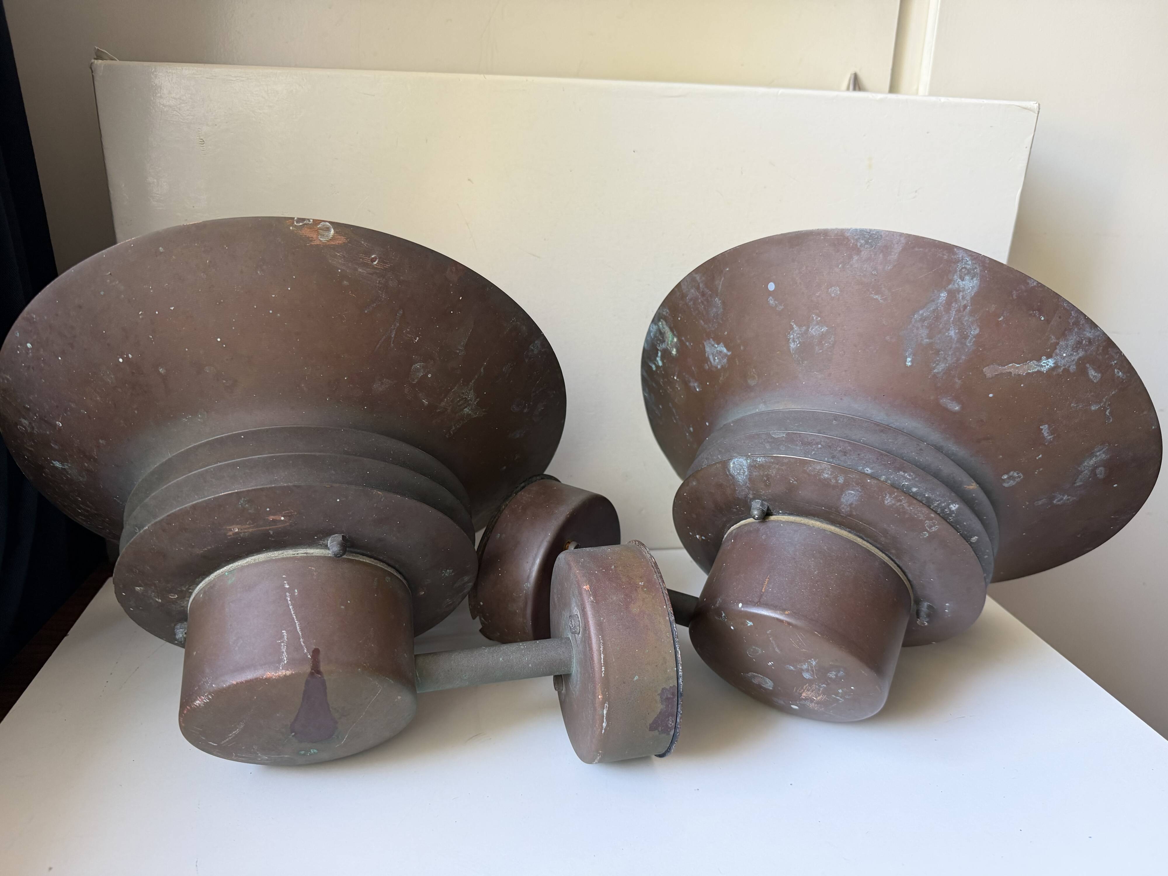 Pair of Danish Vintage Copper Wall Lamps