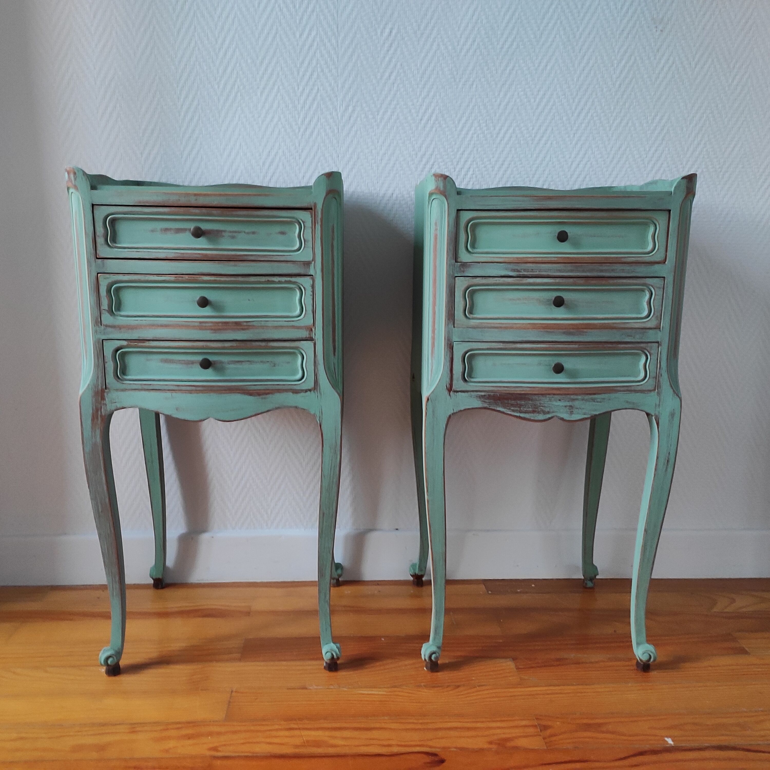 Pair of weathered bedside tables