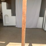 Rectangular Indonesian construction element with blue and yellow plant in carved wood